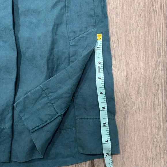 Athleta Playa Linen Borealis Green Wide Leg Crop Pants Size 8 Tall - Picture 8 of 10